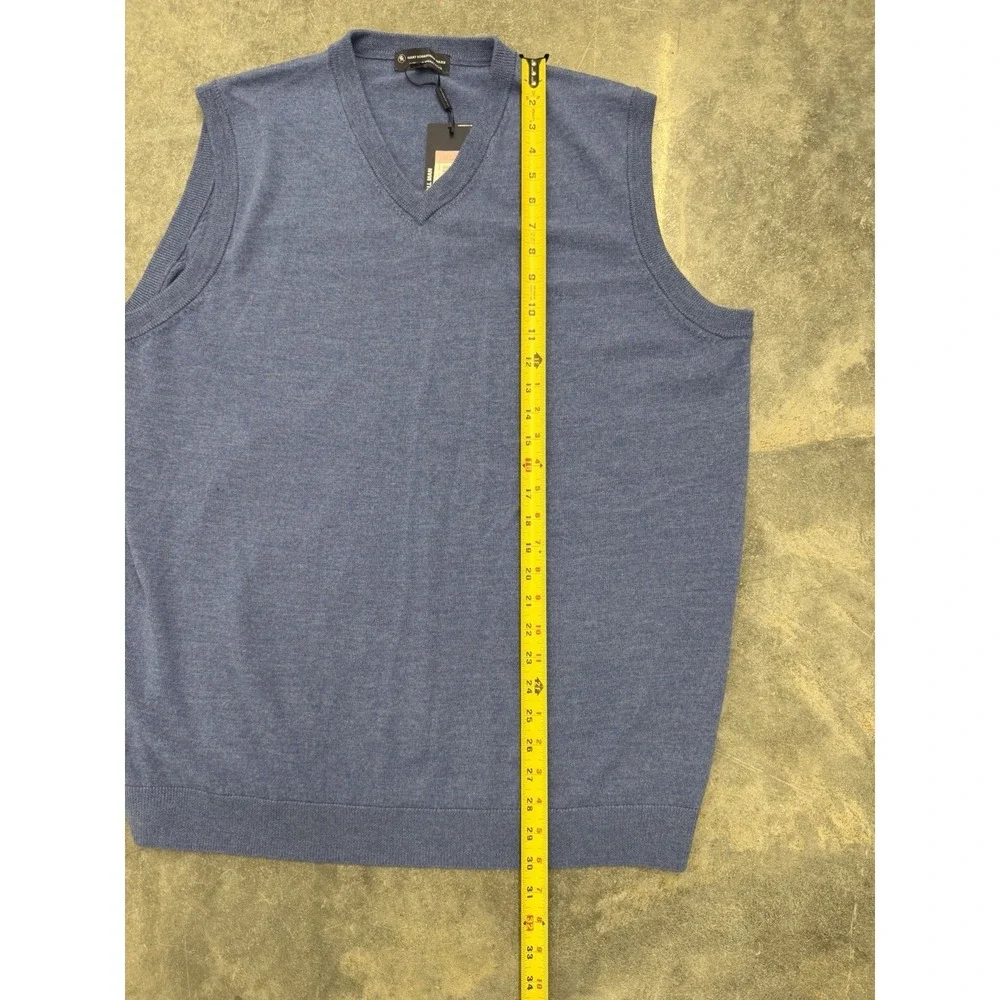Hart Schaffner Vest Sweater Men's XLT V-Neck 100% Fine Merino‎ Wool Blue NWT